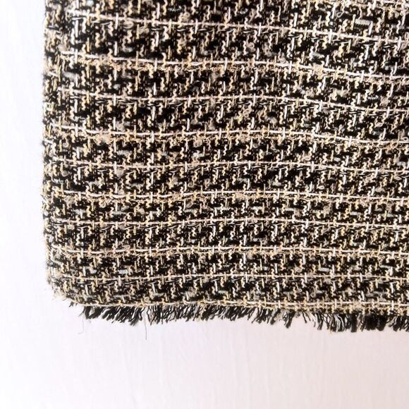 NWT Express Black Gold White Tweed Fringe Skirt 14 - Picture 7 of 7